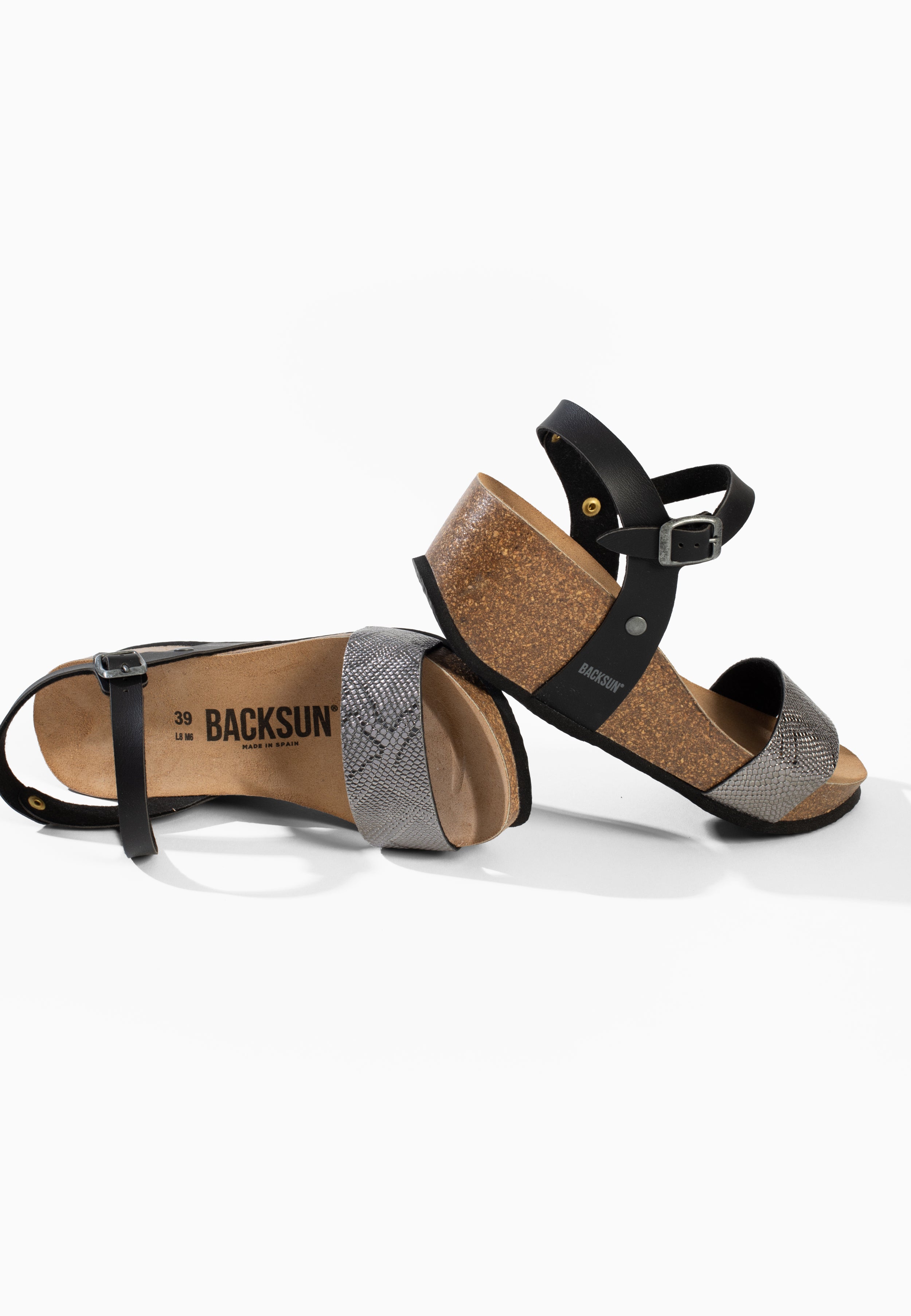 Sandales Compensées et Semi-compensées Hong Kong Anthracite et Noir
