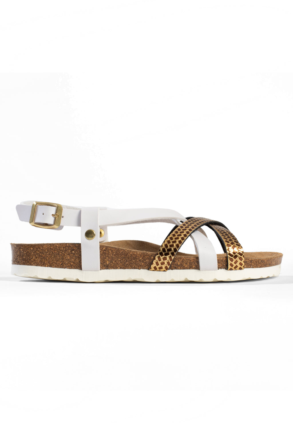 Sandales Veracruz Multi-Brides Blanc et or