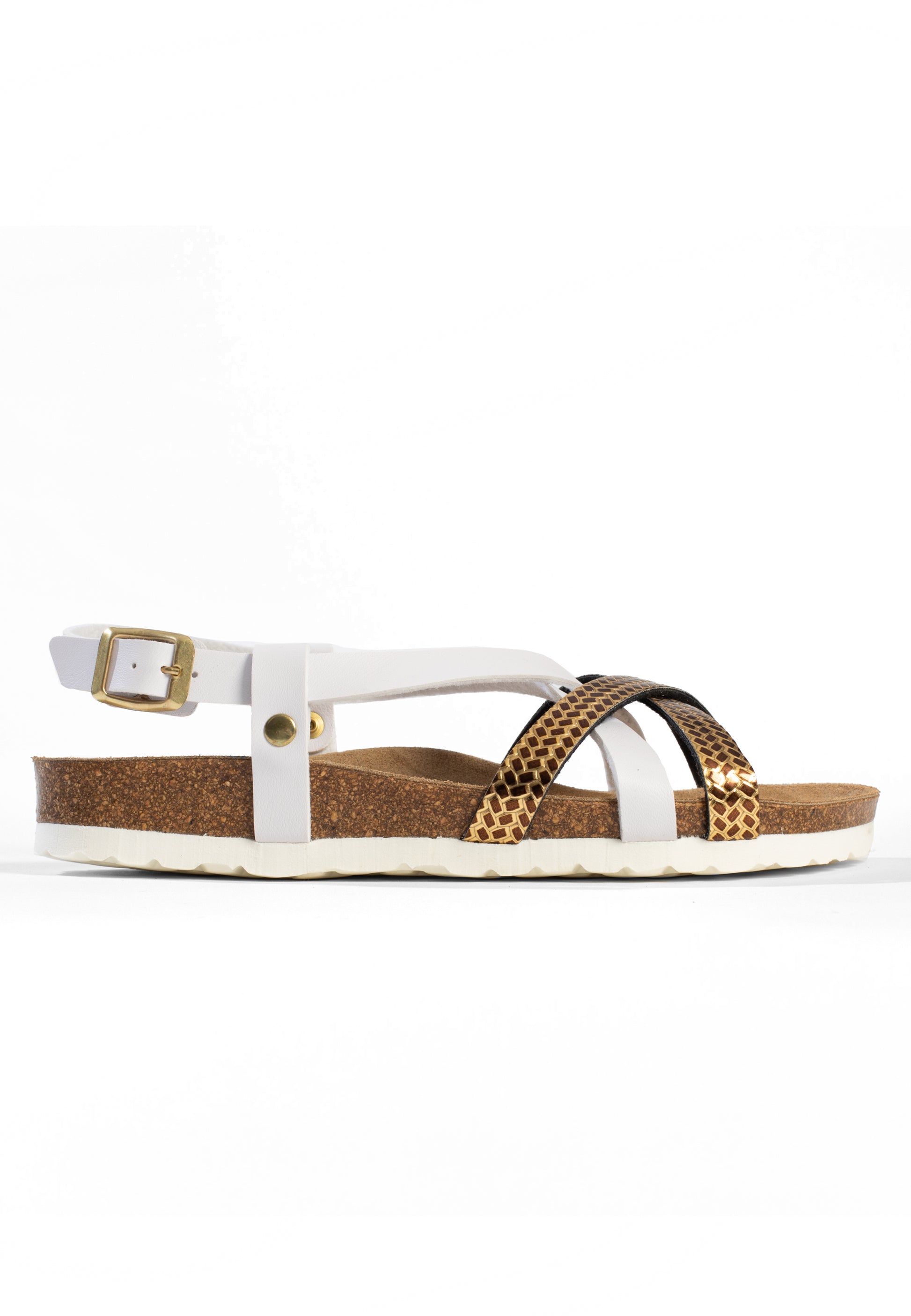 Sandales Veracruz Multi-Brides Blanc et or