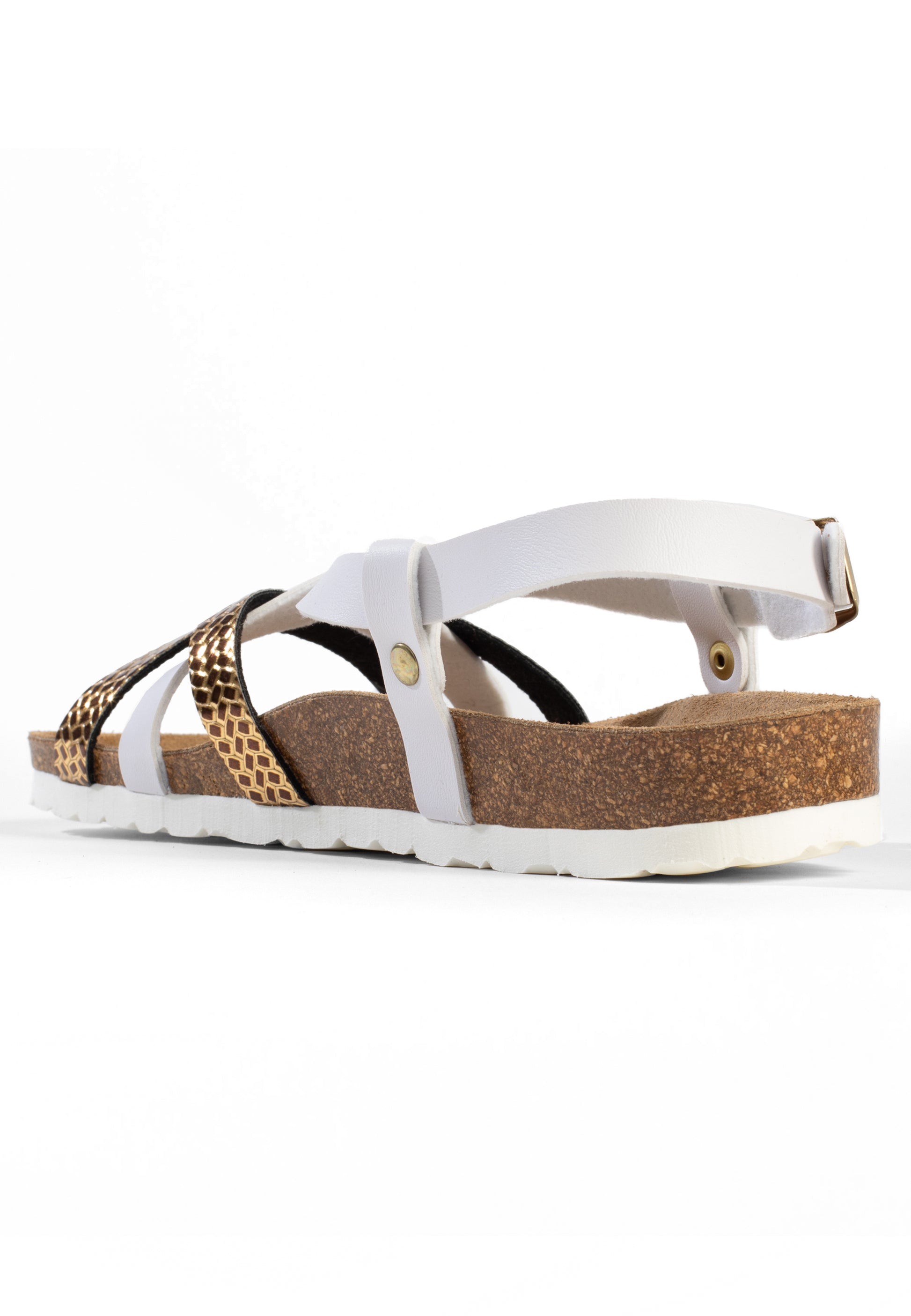 Sandales Veracruz Multi-Brides Blanc et or