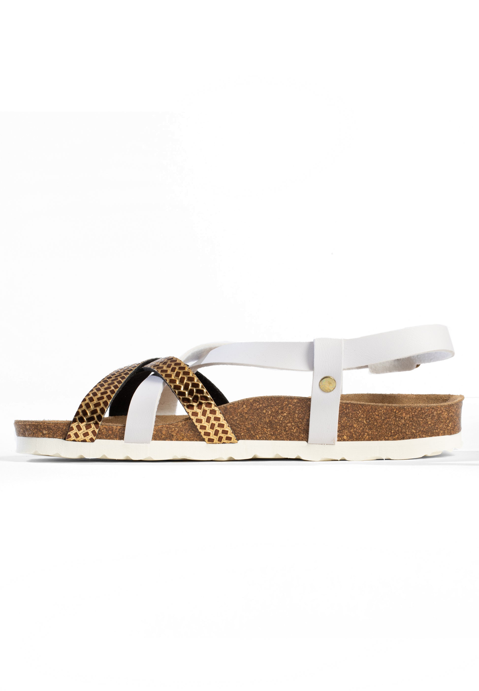 Sandales Veracruz Multi-Brides Blanc et or