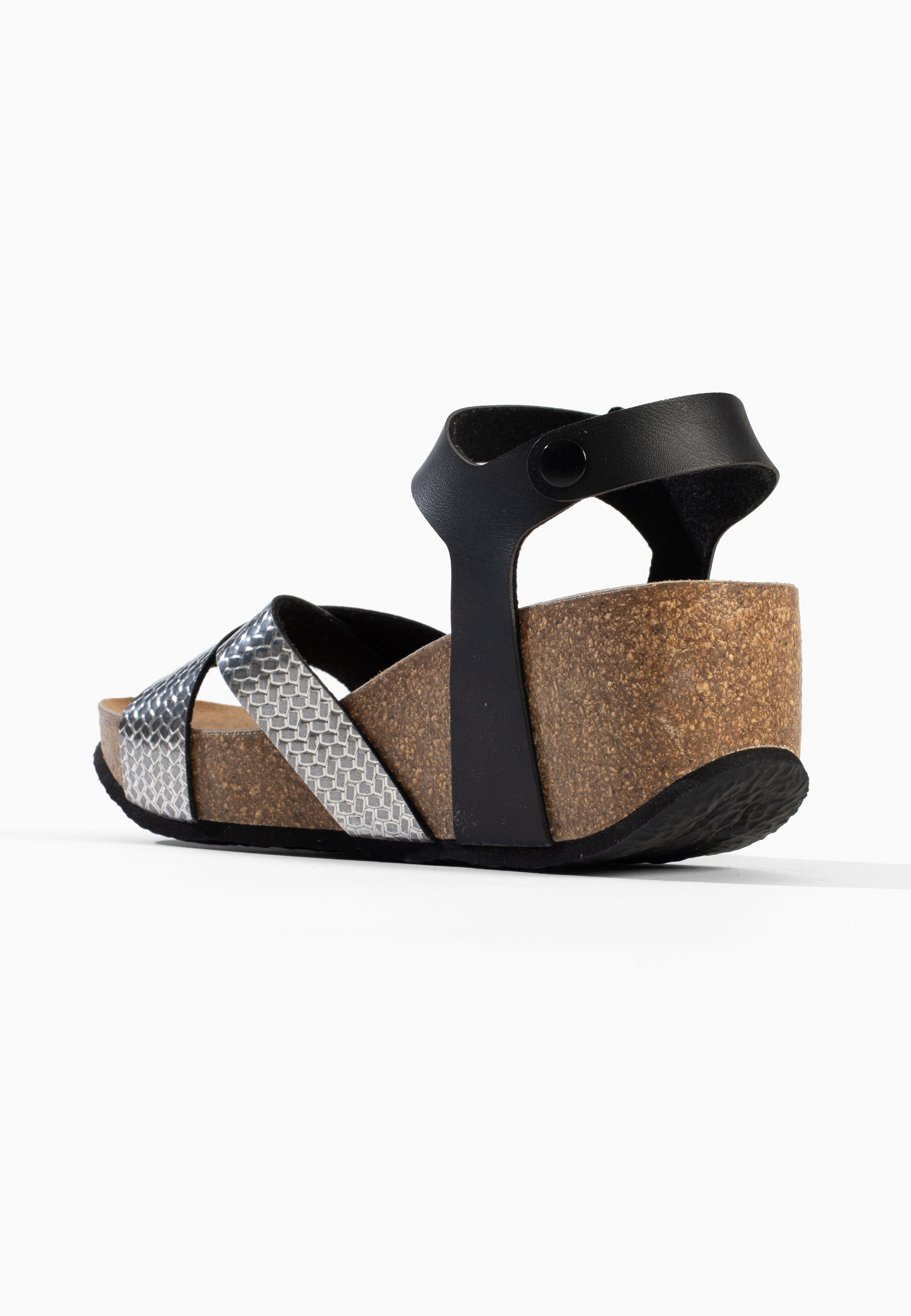 Sandales Compensées et Semi-compensées Genes Noir et Argent