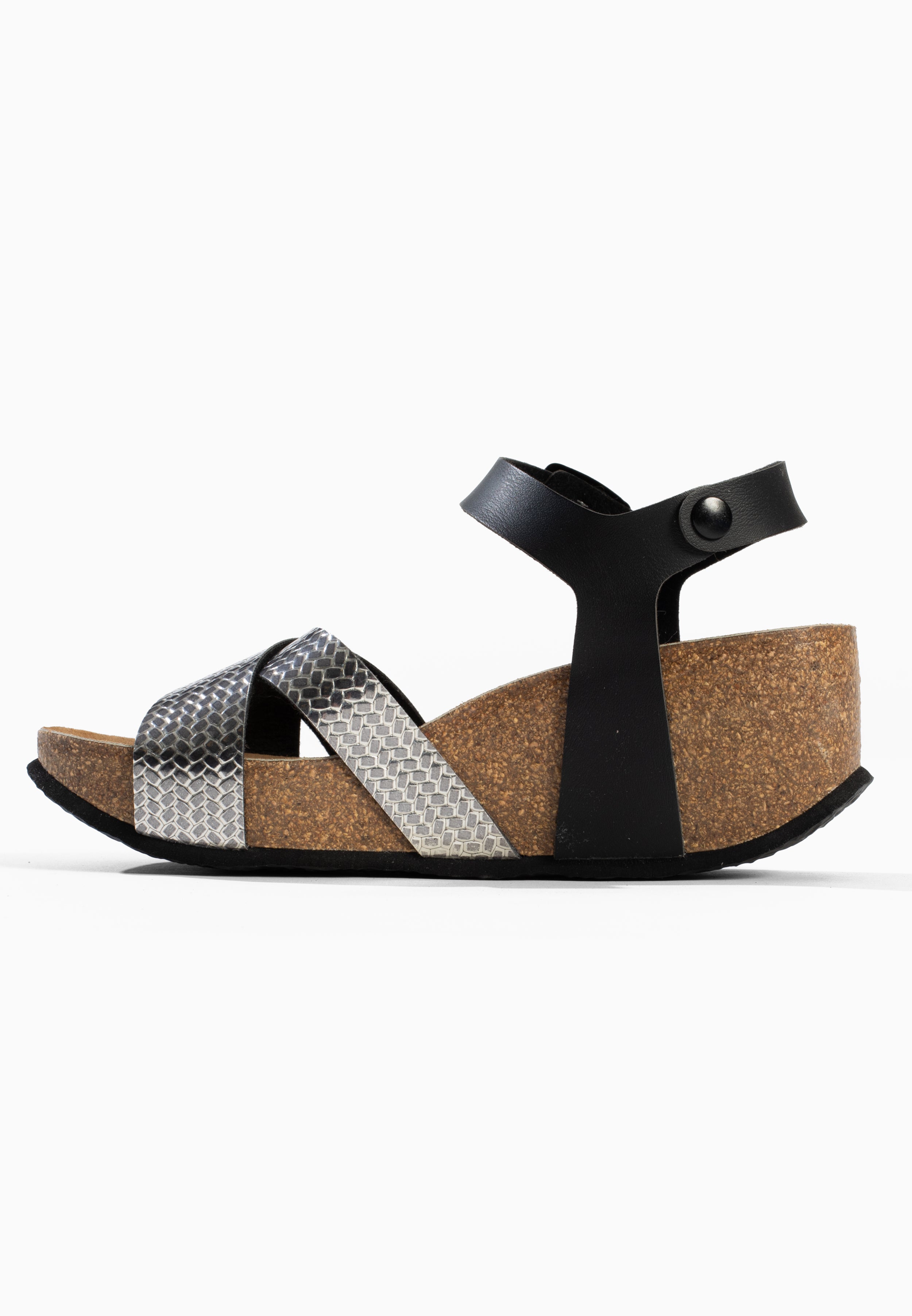 Sandales Compensées et Semi-compensées Genes Noir et Argent