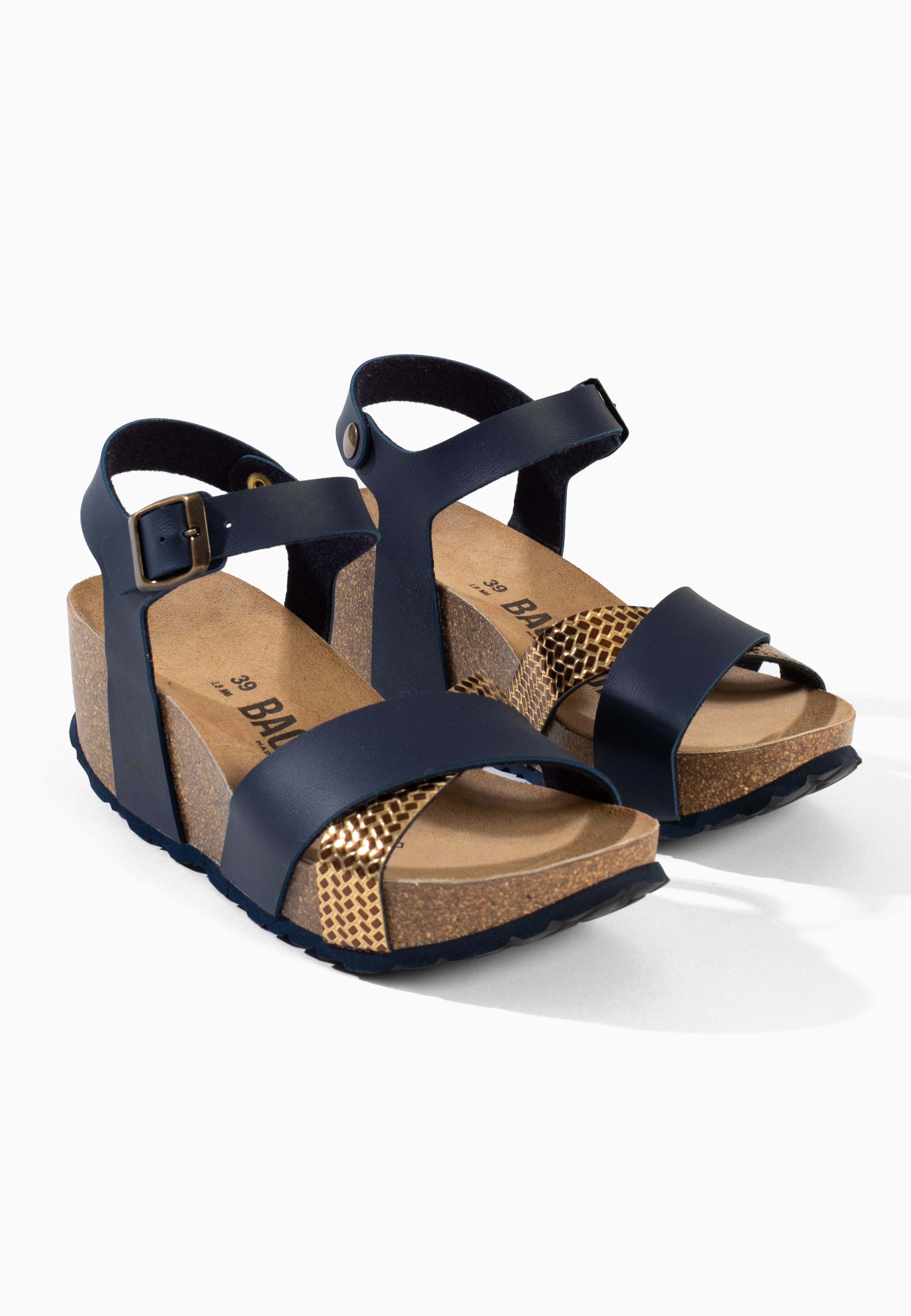 Sandales Genes Compensées et semi-compensées Bleu marine et or