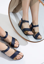 Sandales Genes Compensées et semi-compensées Bleu marine et or