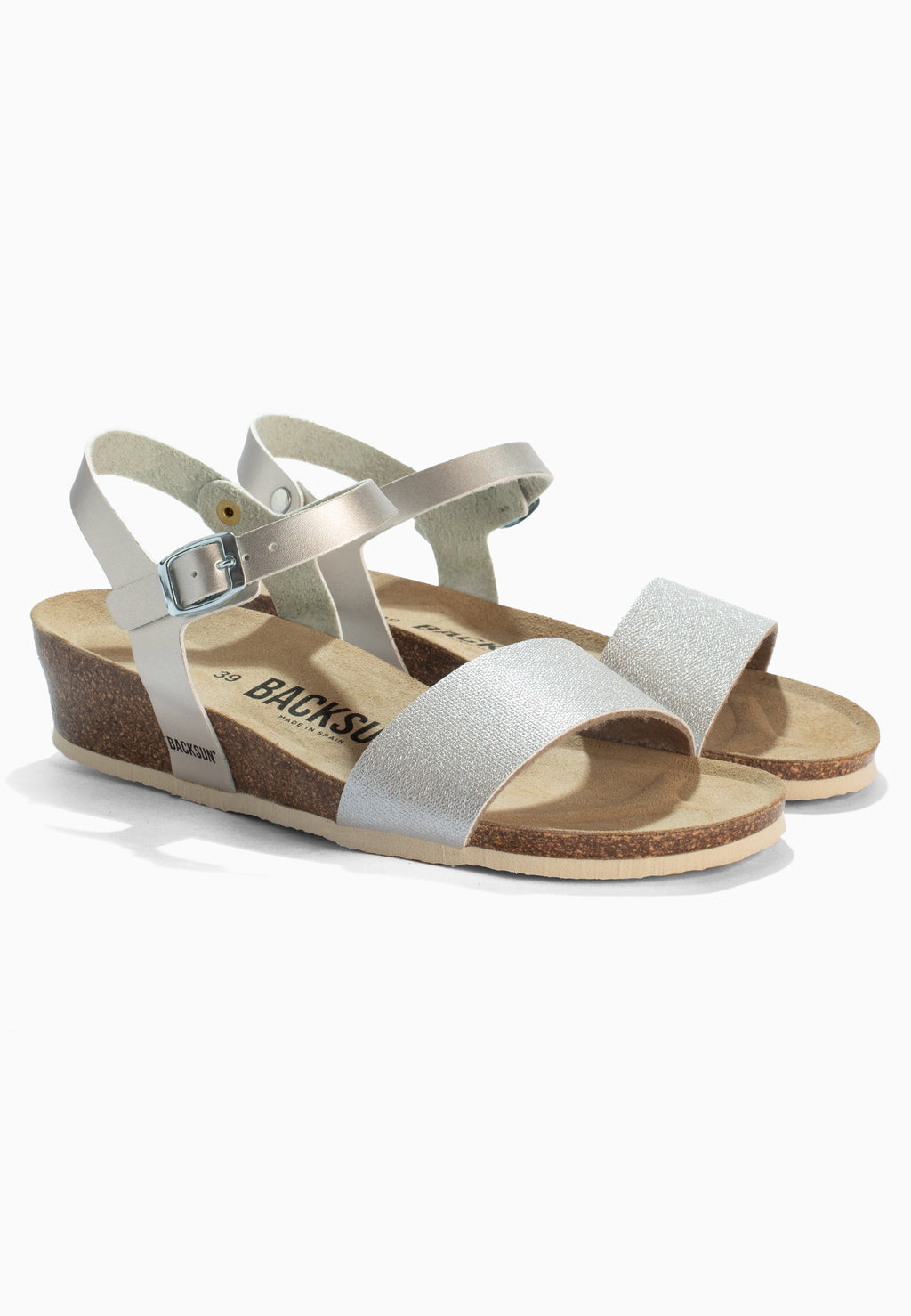 Silberne Keil- und Halbkeilsandalen „Lola“