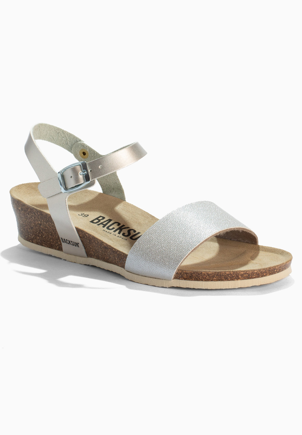 Silberne Keil- und Halbkeilsandalen „Lola“