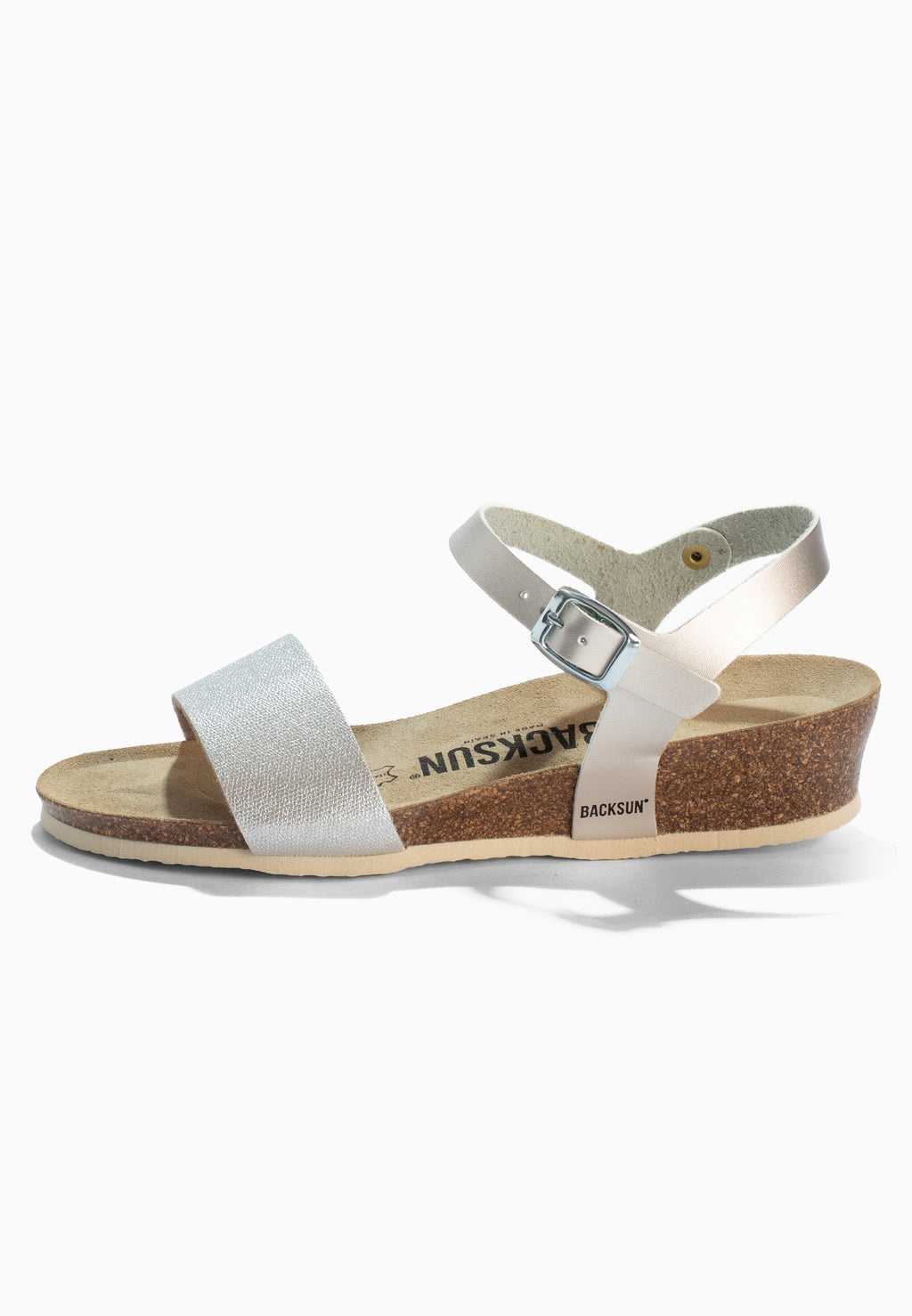 Silberne Keil- und Halbkeilsandalen „Lola“