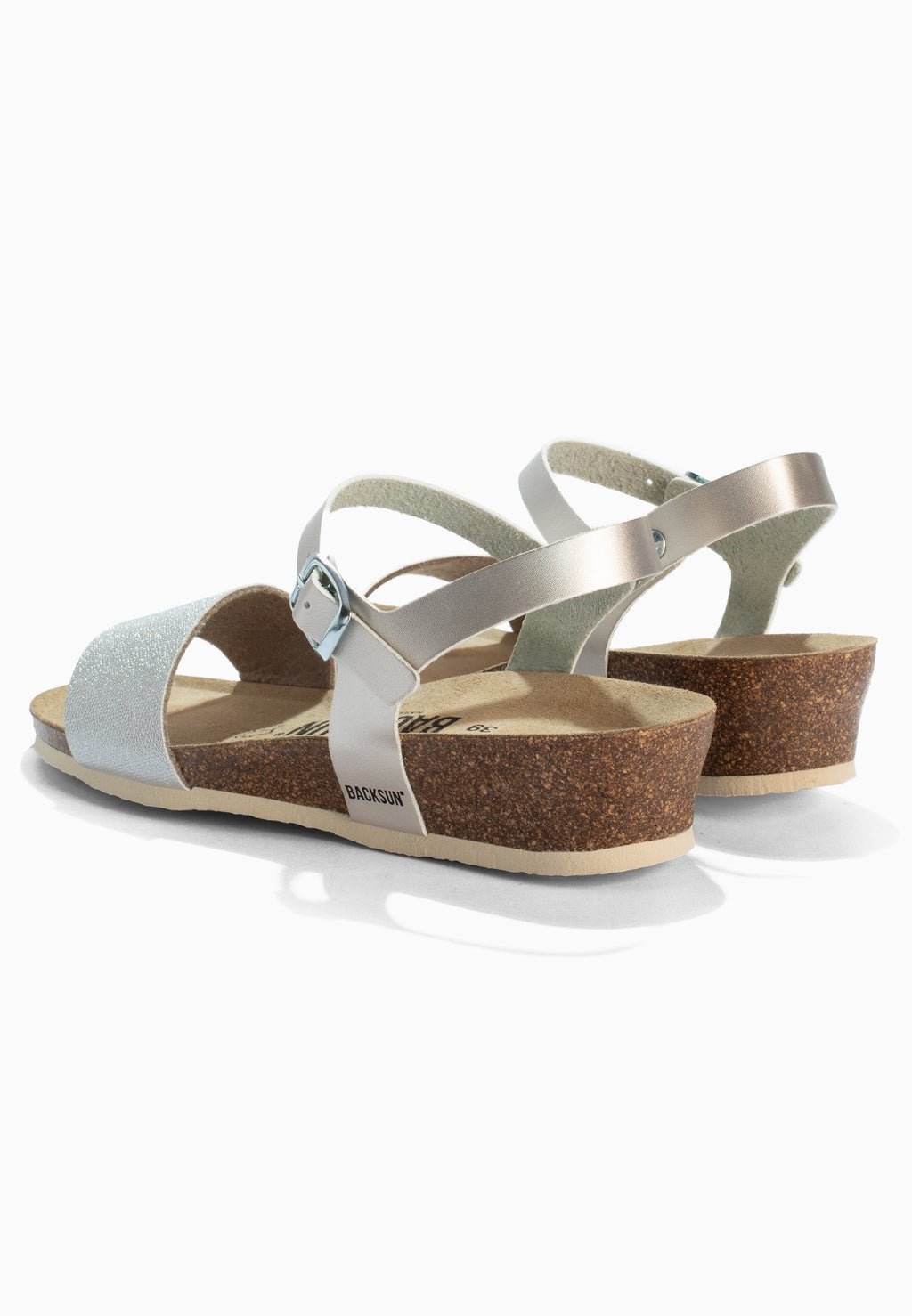 Silberne Keil- und Halbkeilsandalen „Lola“