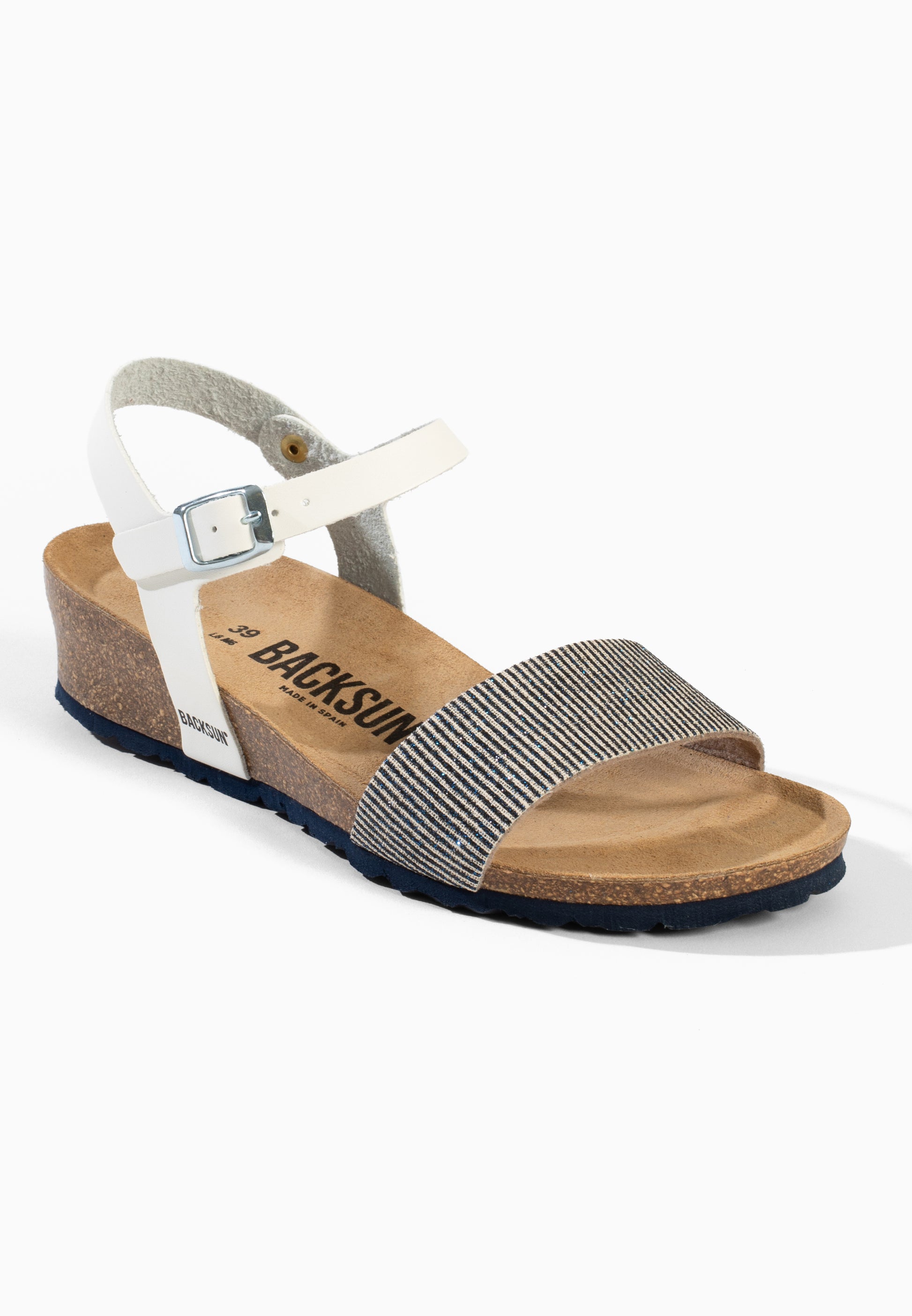 Sandales Compensées et Semi-compensées Lola Blanc et Bleu marine