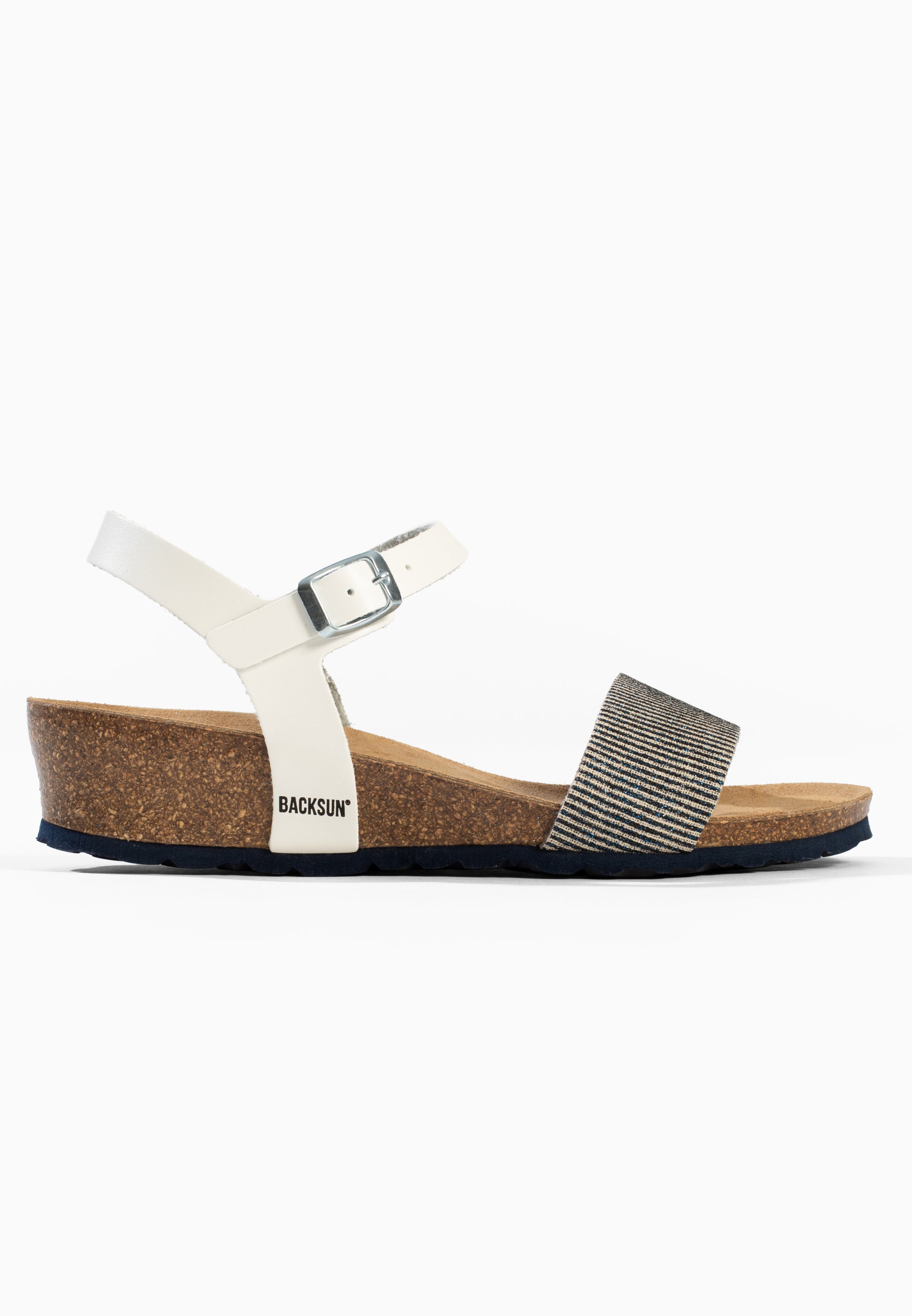 Sandales Compensées et Semi-compensées Lola Blanc et Bleu marine