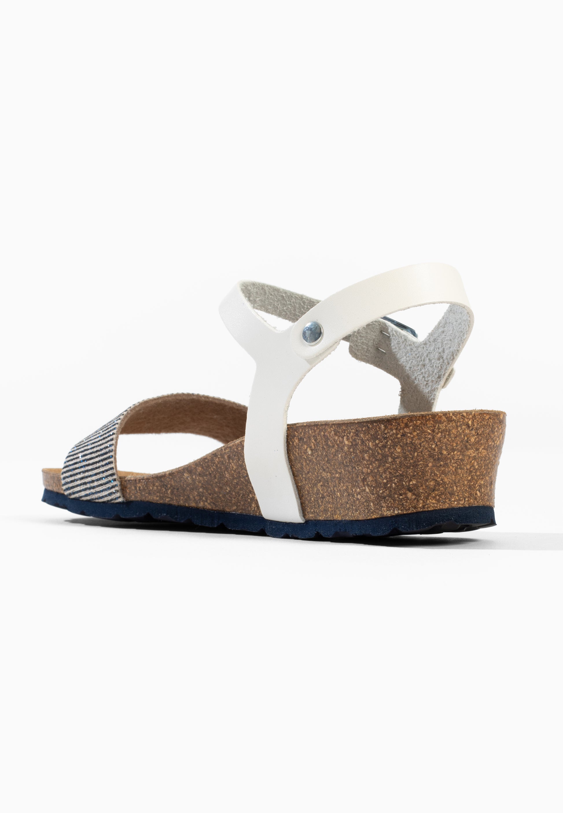 Sandales Compensées et Semi-compensées Lola Blanc et Bleu marine