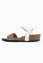 Sandales Compensées et Semi-compensées Lola Blanc et Bleu marine