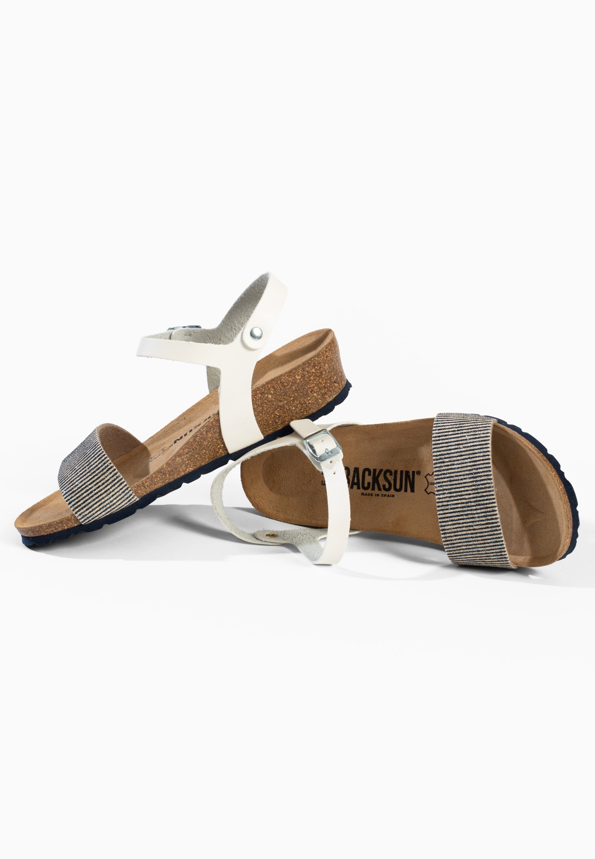 Sandales Compensées et Semi-compensées Lola Blanc et Bleu marine