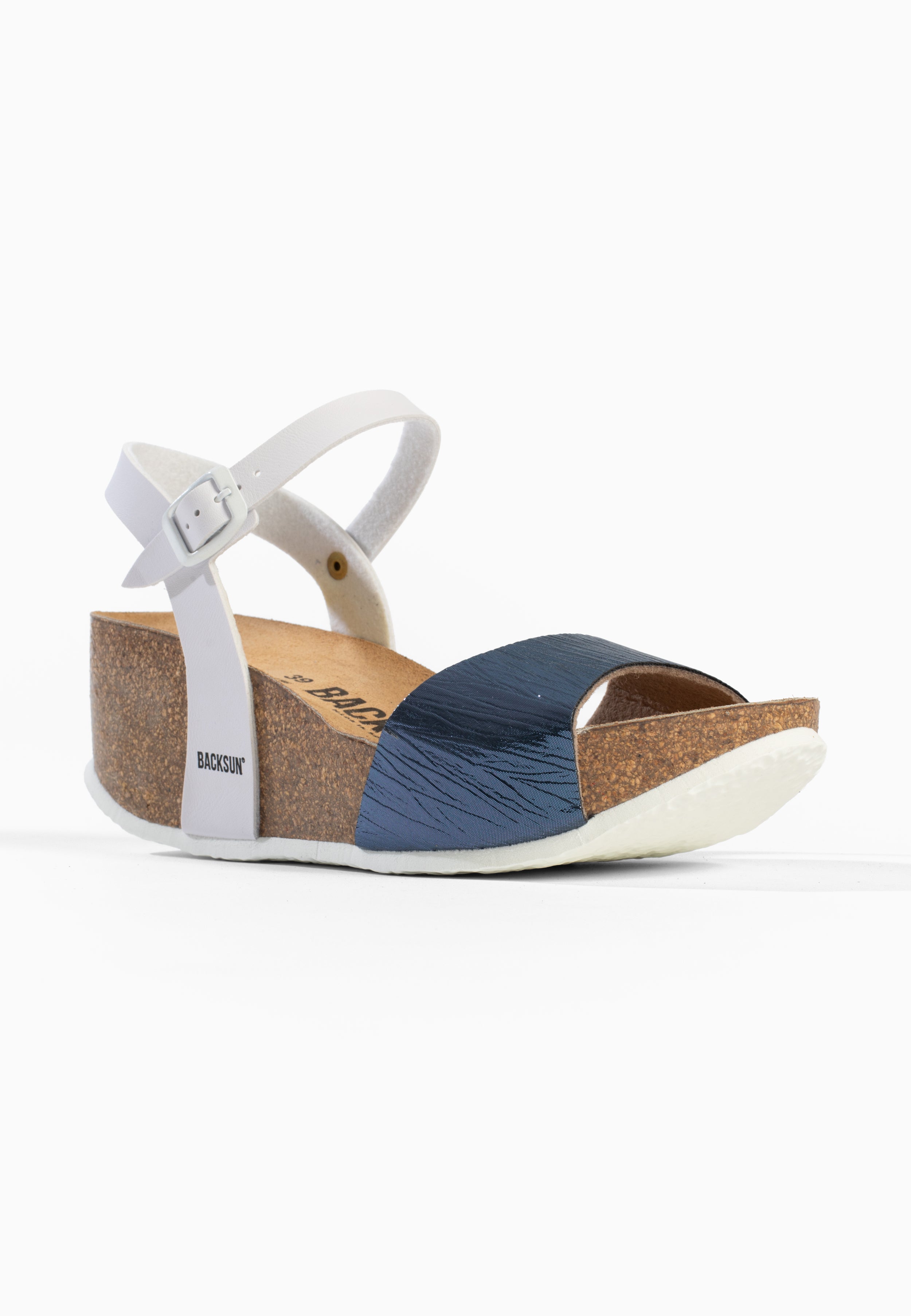Sandales Compensées et Semi-compensées Hong Kong Blanc et Bleu marine