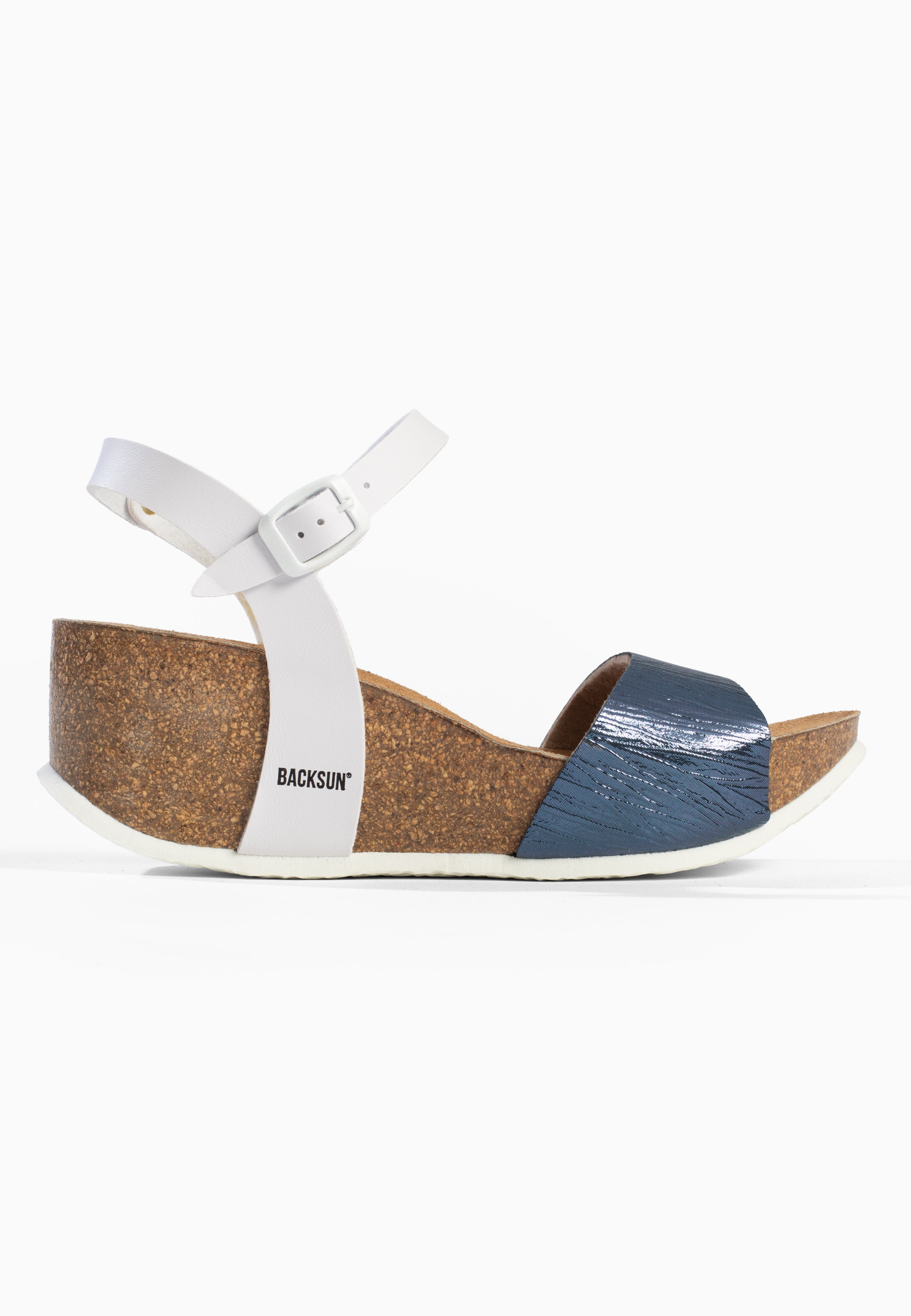 Sandales Compensées et Semi-compensées Hong Kong Blanc et Bleu marine