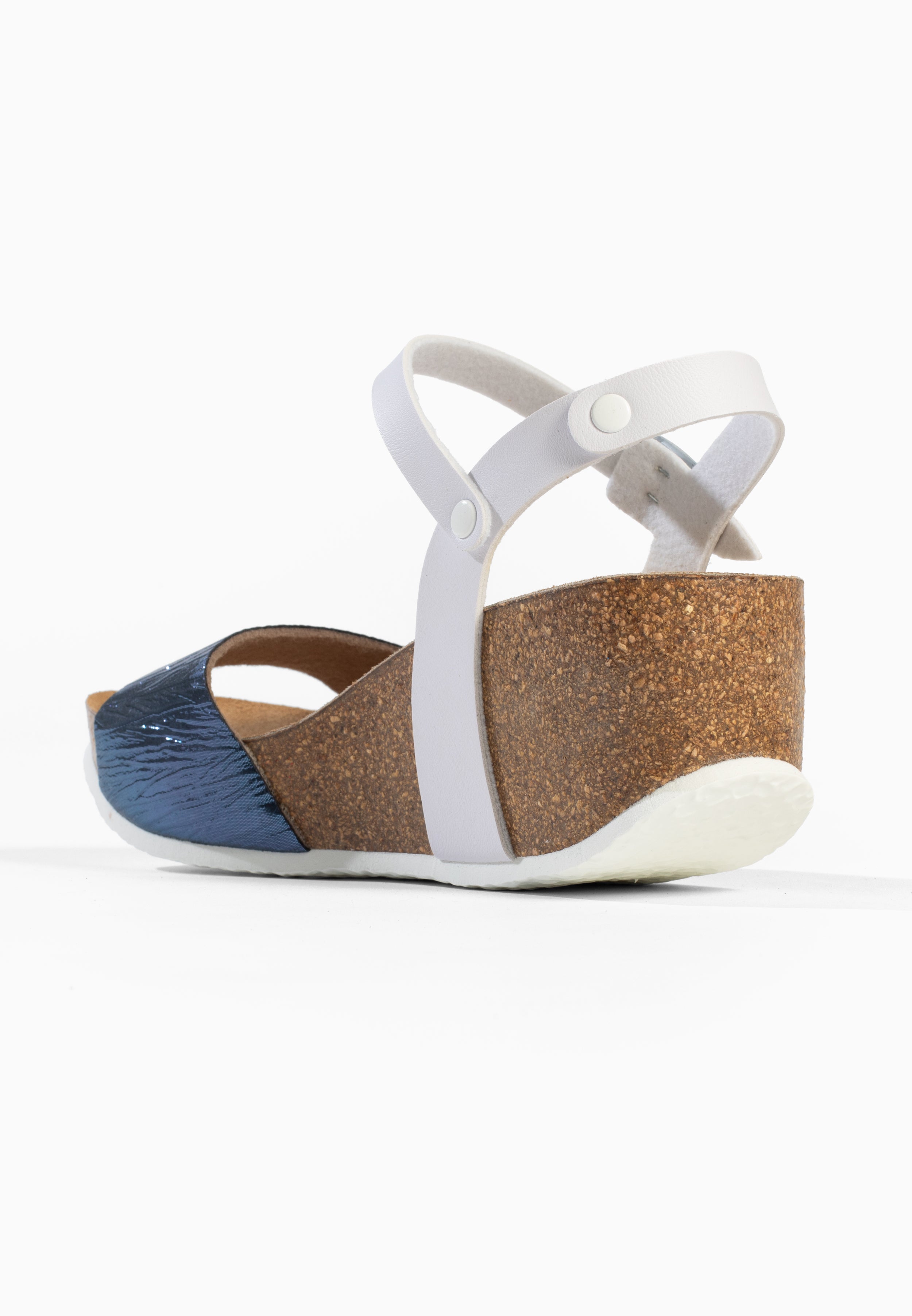 Sandales Compensées et Semi-compensées Hong Kong Blanc et Bleu marine