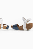 Sandales Compensées et Semi-compensées Hong Kong Blanc et Bleu marine