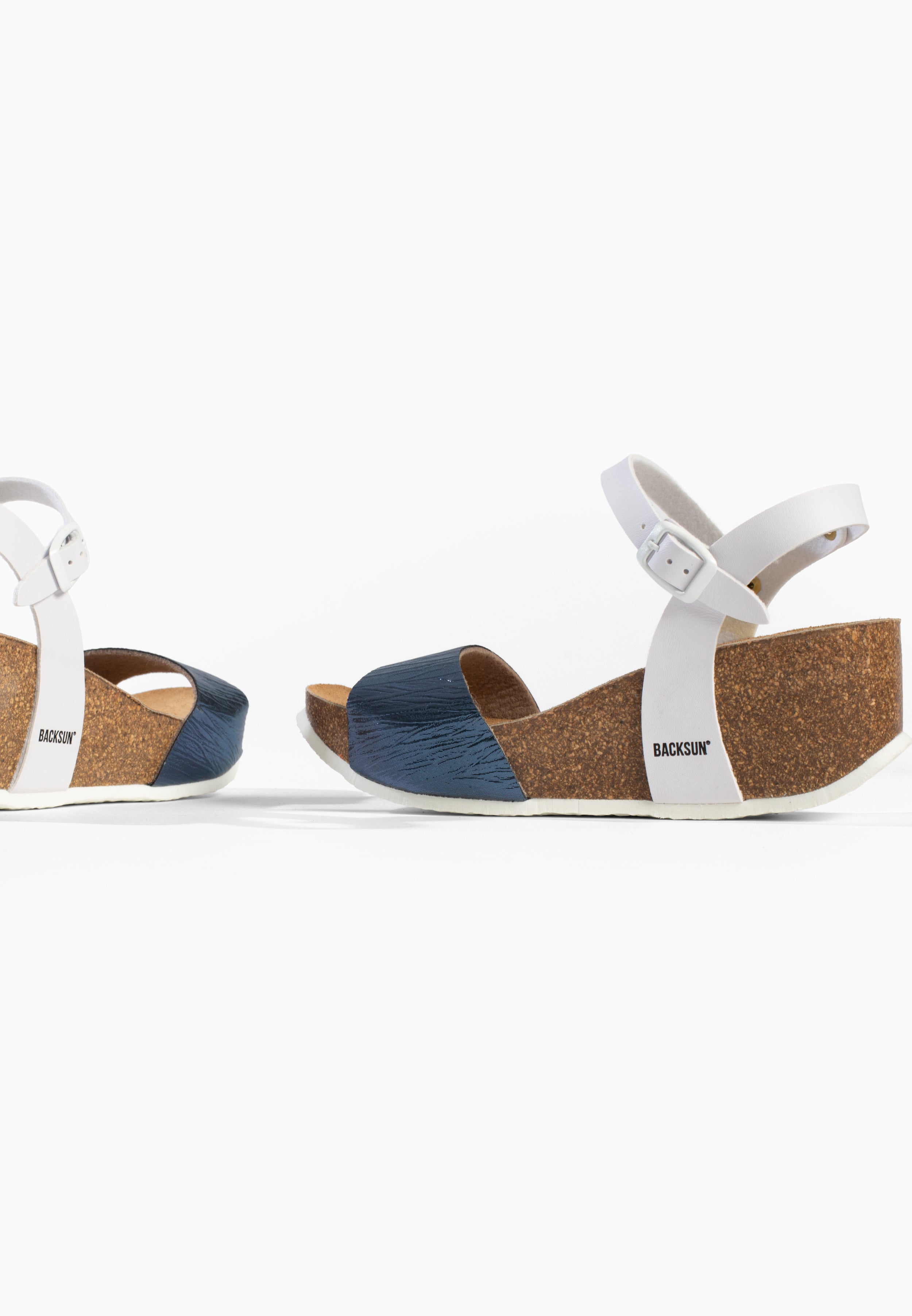 Sandales Compensées et Semi-compensées Hong Kong Blanc et Bleu marine