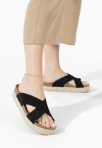 Milano Schwarze Plateausandalen