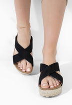 Milano Schwarze Plateausandalen