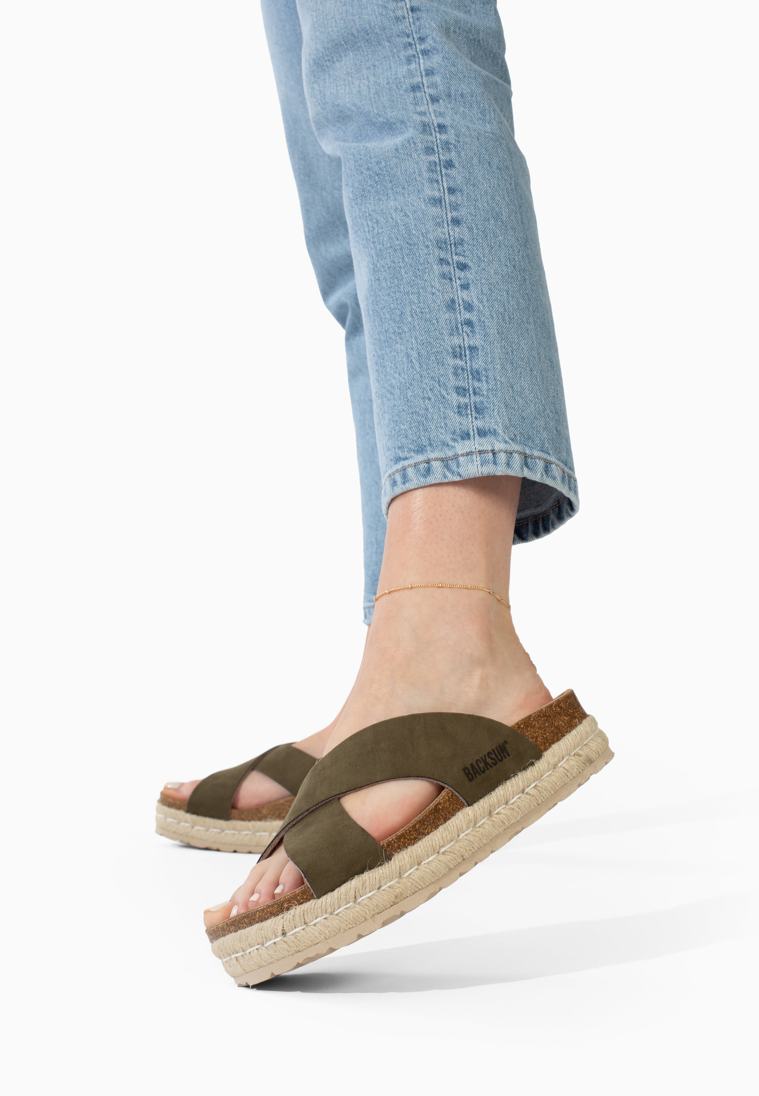 Sandales Milano à plateforme Kaki