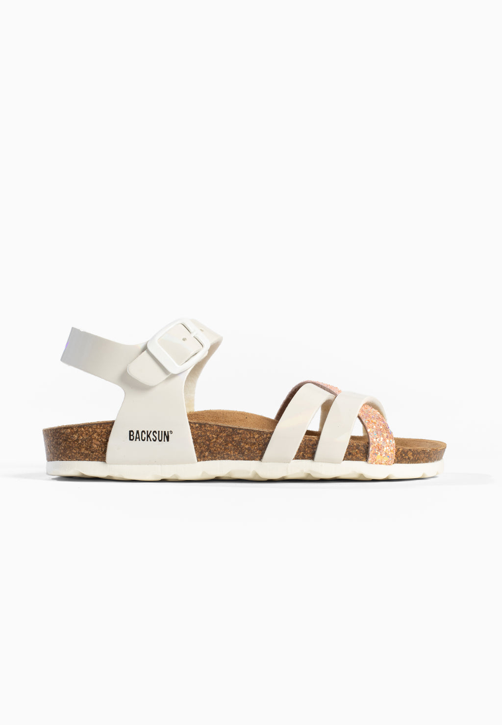 Sandales Multi-Brides Viala Blanc et Rose pailleté