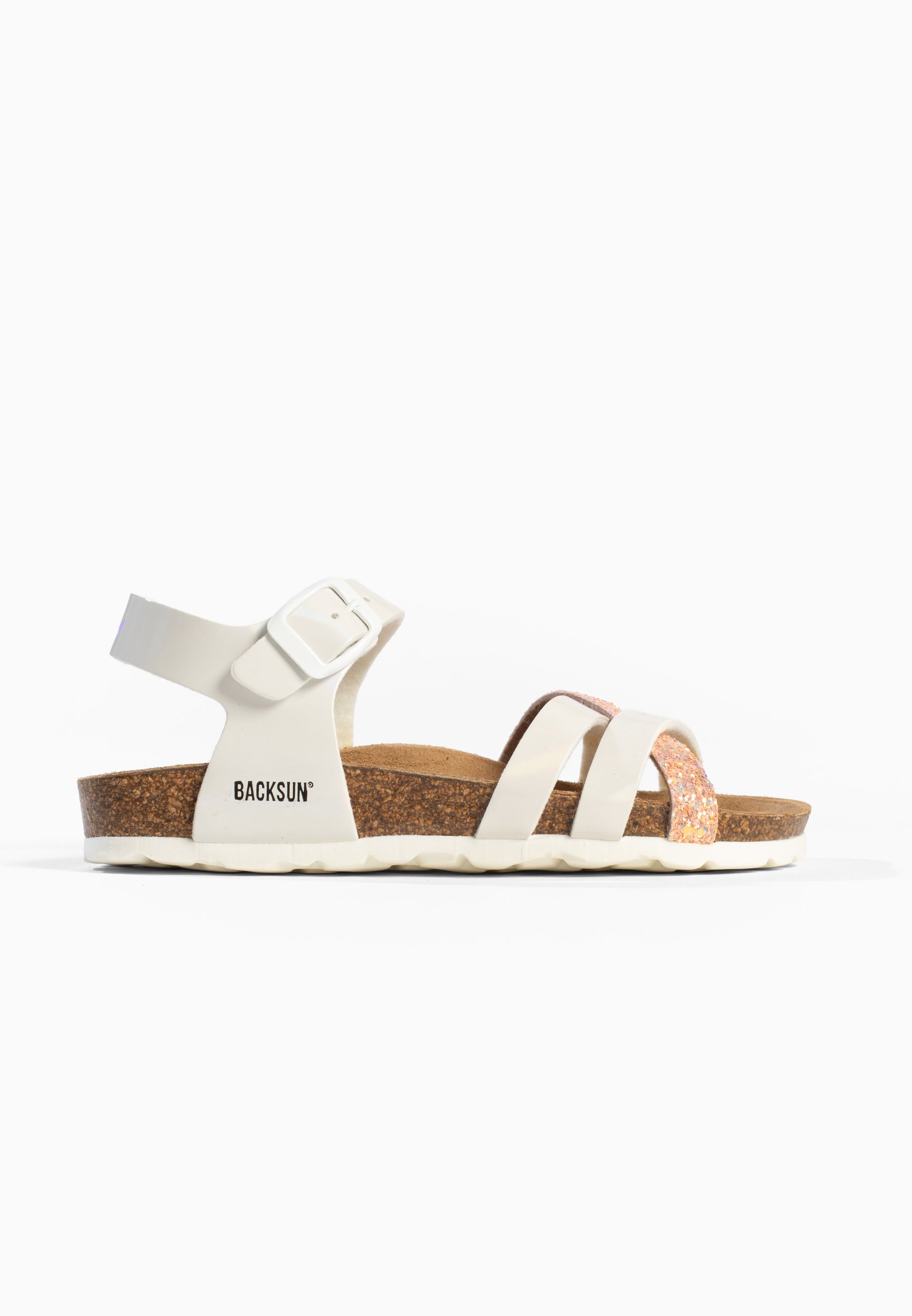 Sandales Multi-Brides Viala Blanc et Rose pailleté