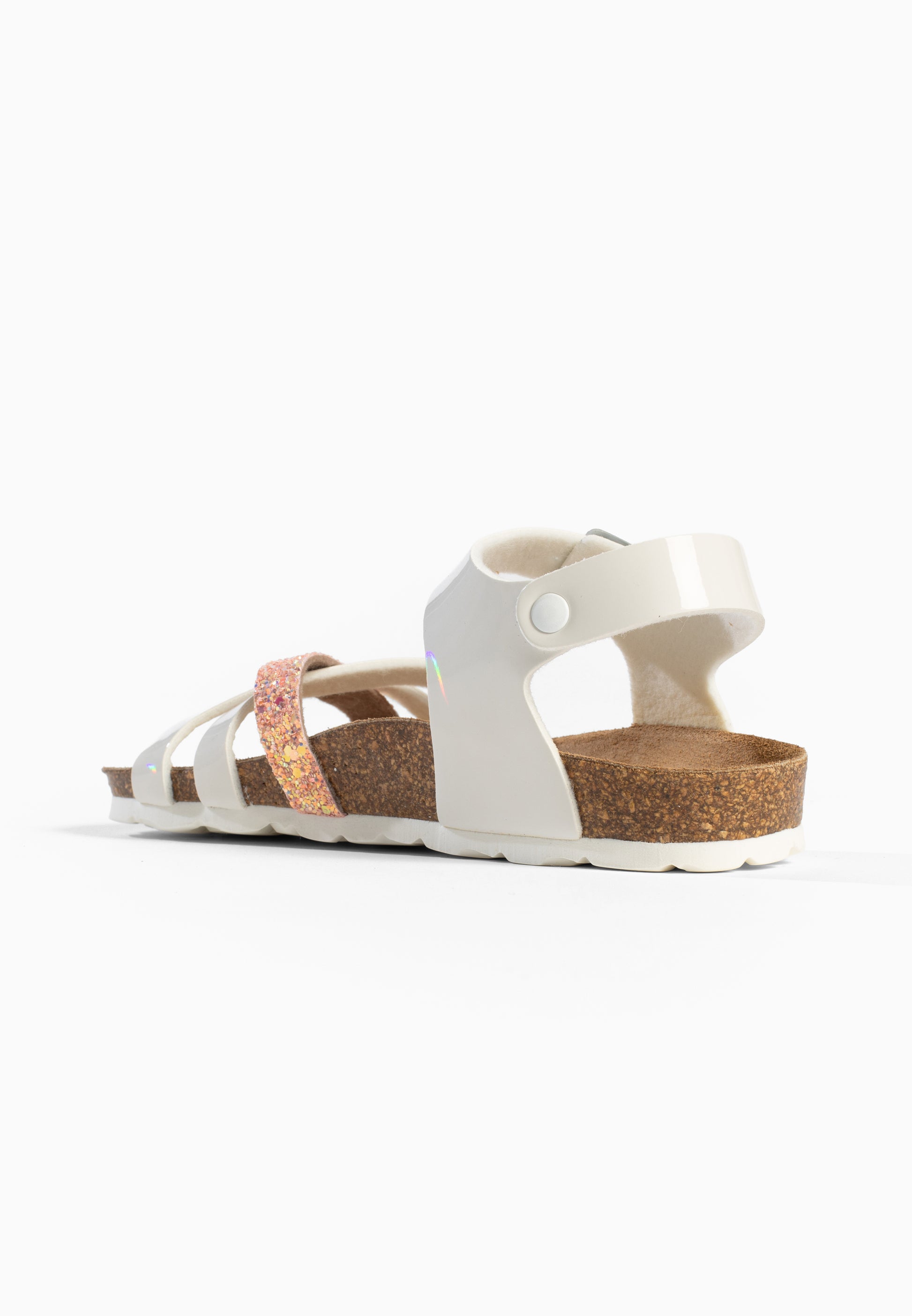 Sandales Multi-Brides Viala Blanc et Rose pailleté