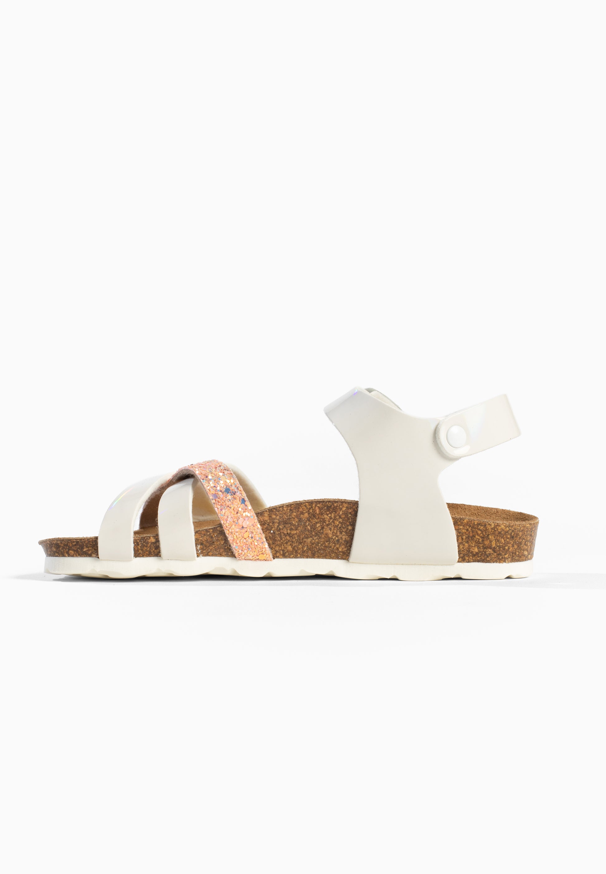 Sandales Multi-Brides Viala Blanc et Rose pailleté