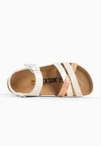 Viala White and Pink Glitter Multi-Strap Sandals