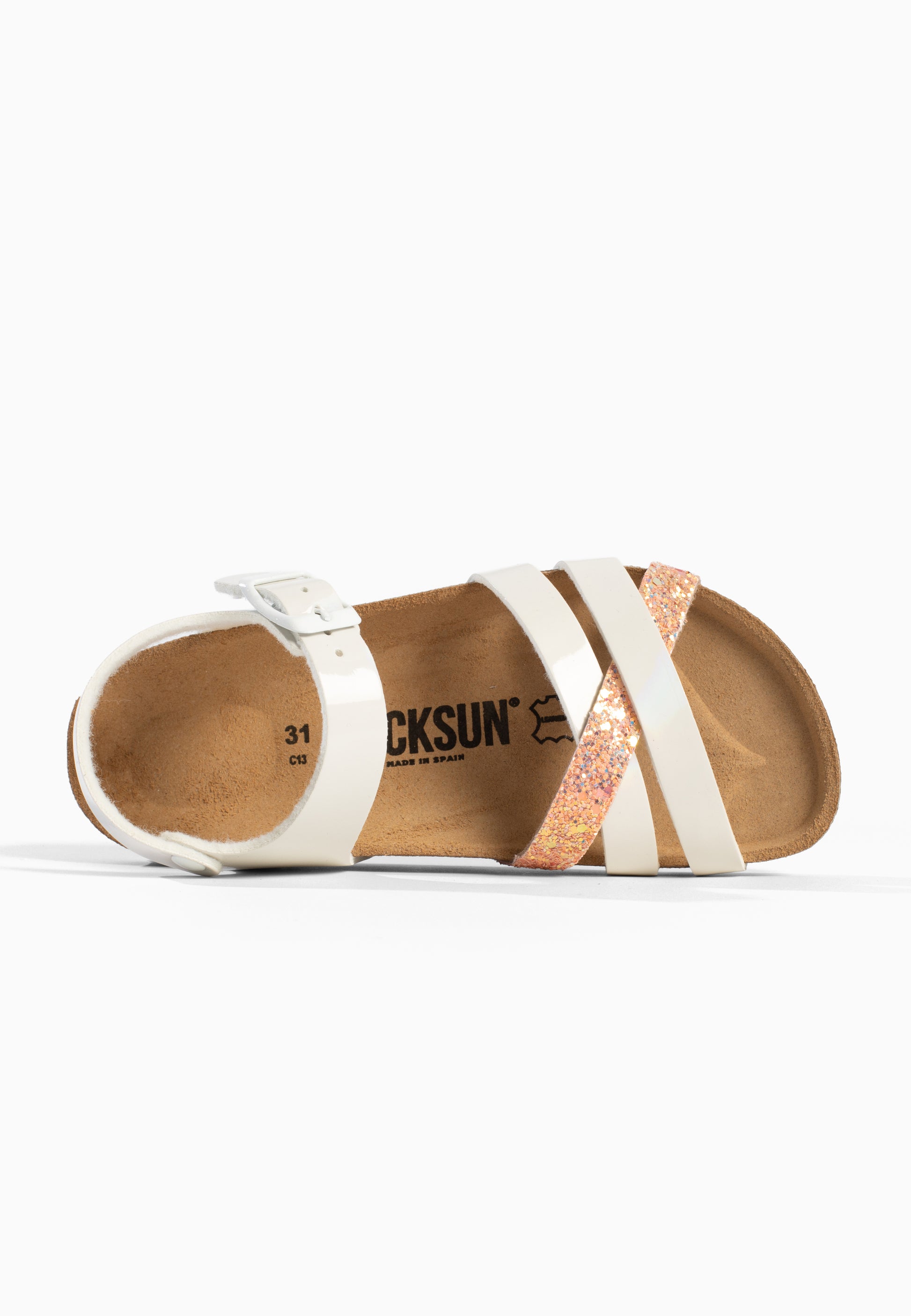 Sandales Multi-Brides Viala Blanc et Rose pailleté