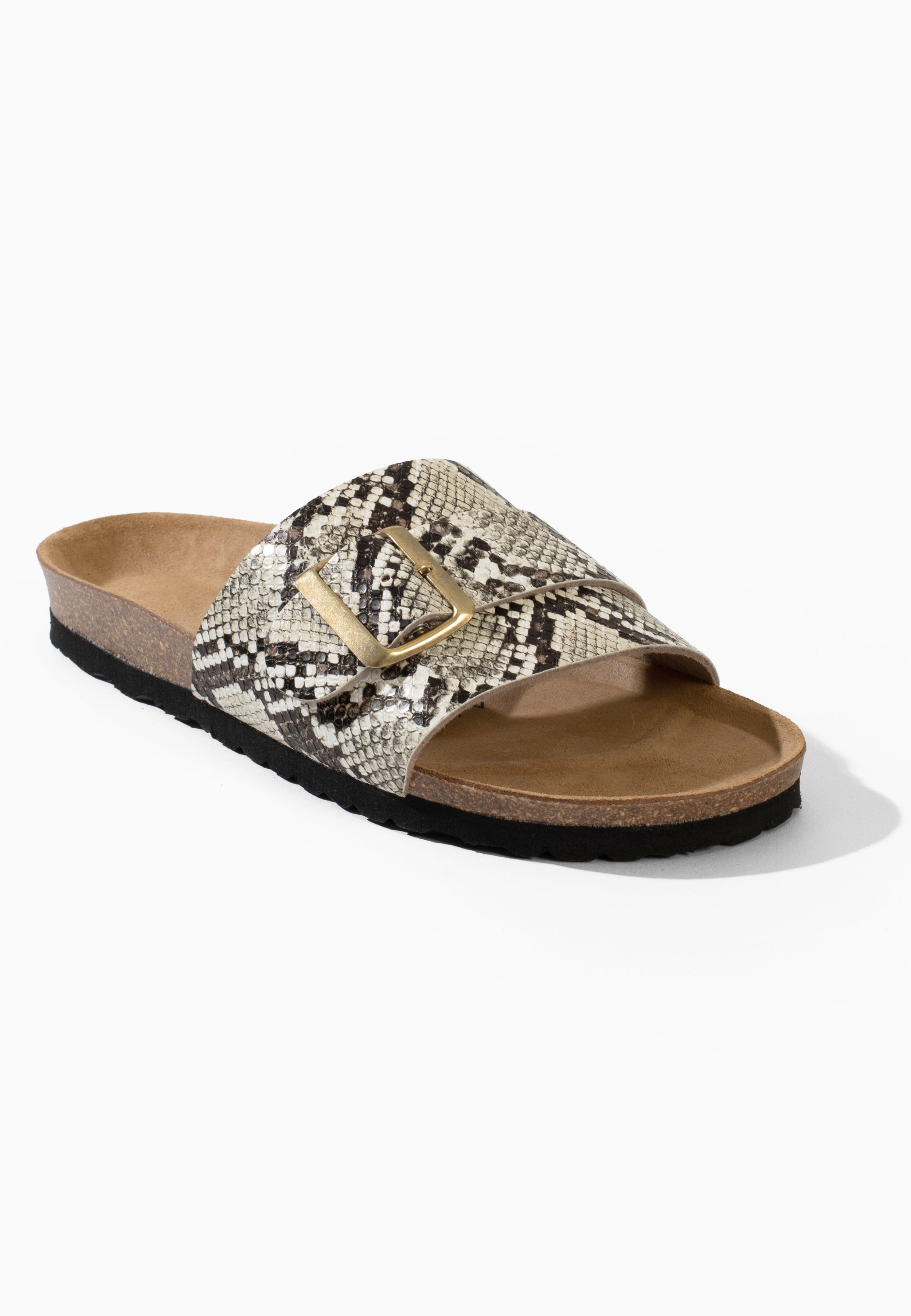 Sandales 1 Bride Carla Noir et Python beige