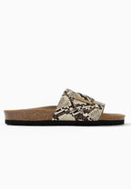Sandales 1 Bride Carla Noir et Python beige
