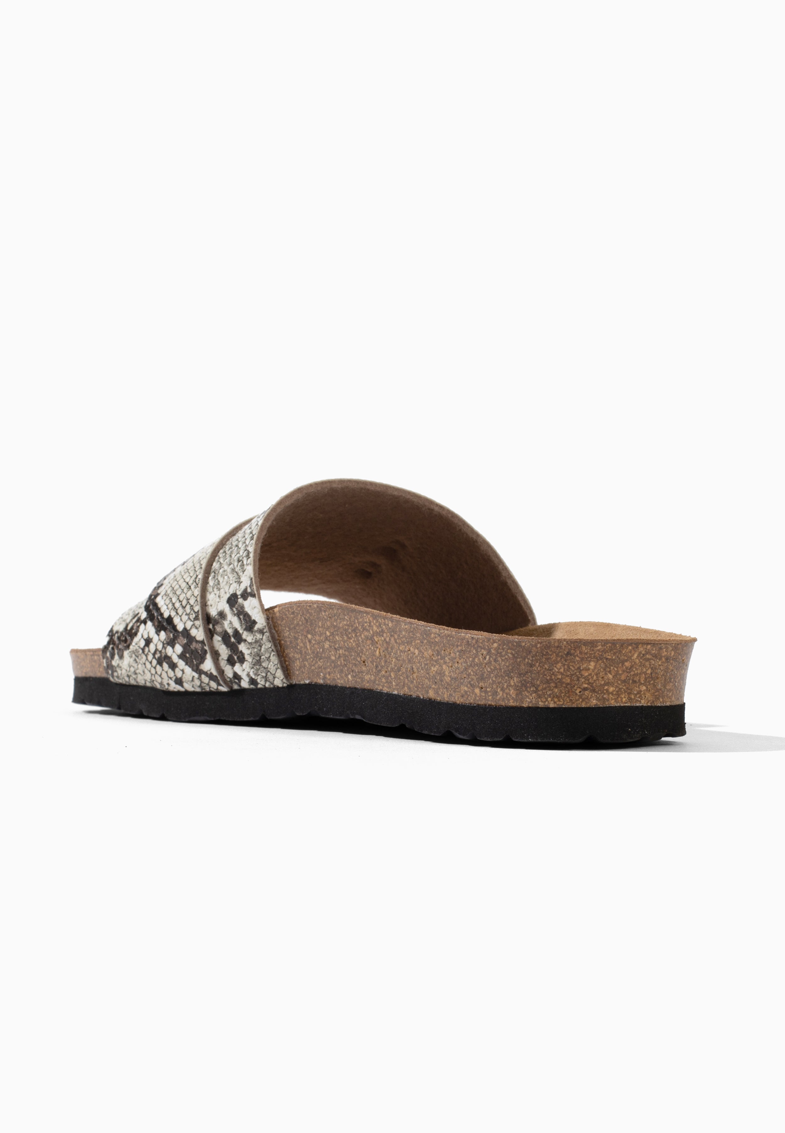 Sandales 1 Bride Carla Noir et Python beige