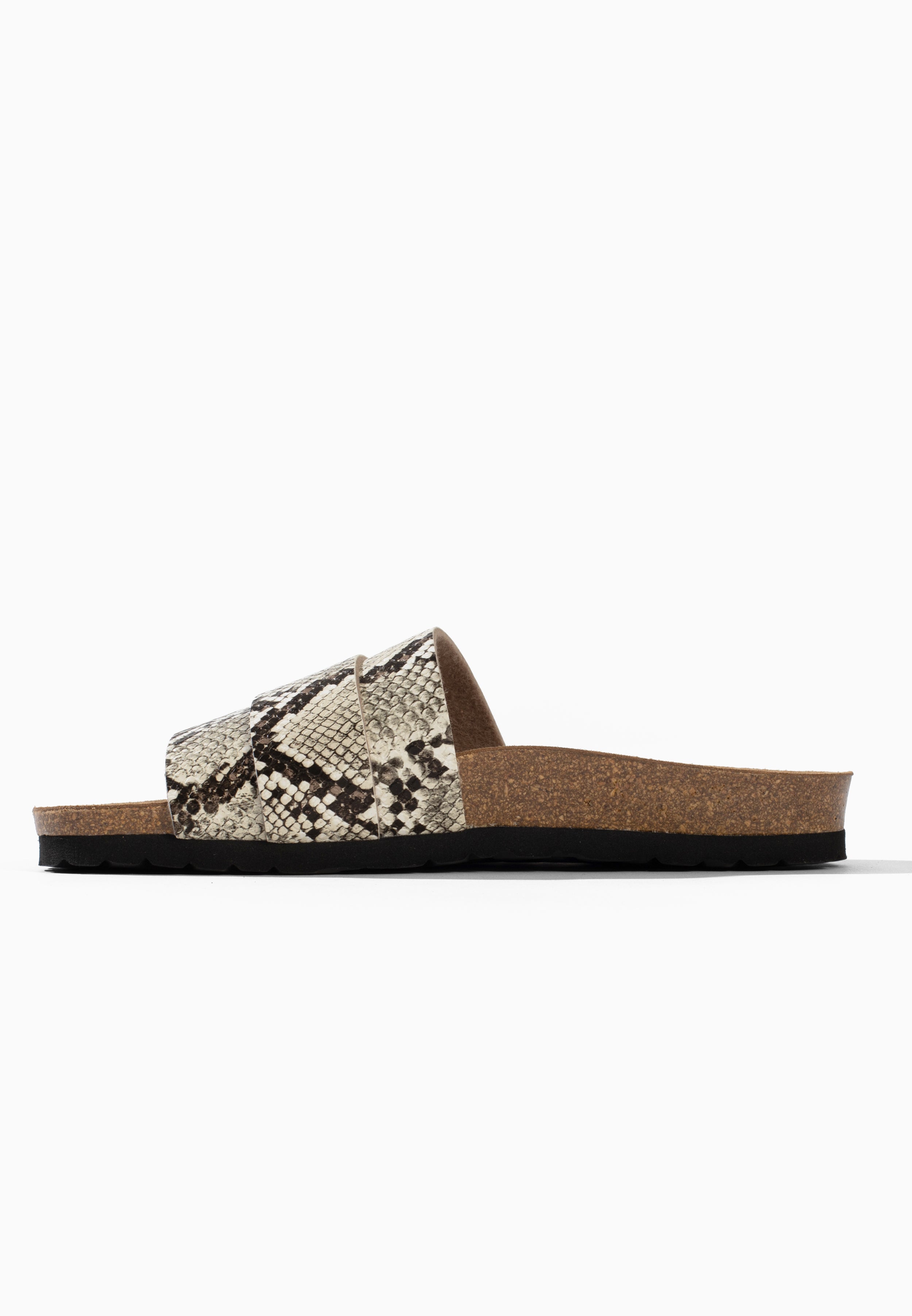 Sandales 1 Bride Carla Noir et Python beige