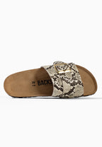 Sandales 1 Bride Carla Noir et Python beige