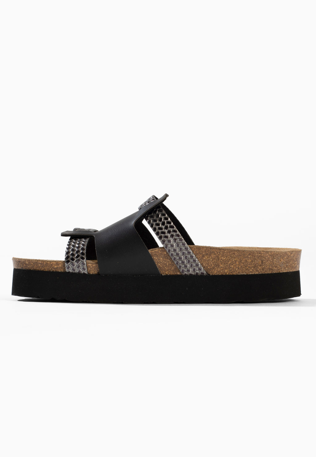 Lopol Black and Anthracite Platform Sandals