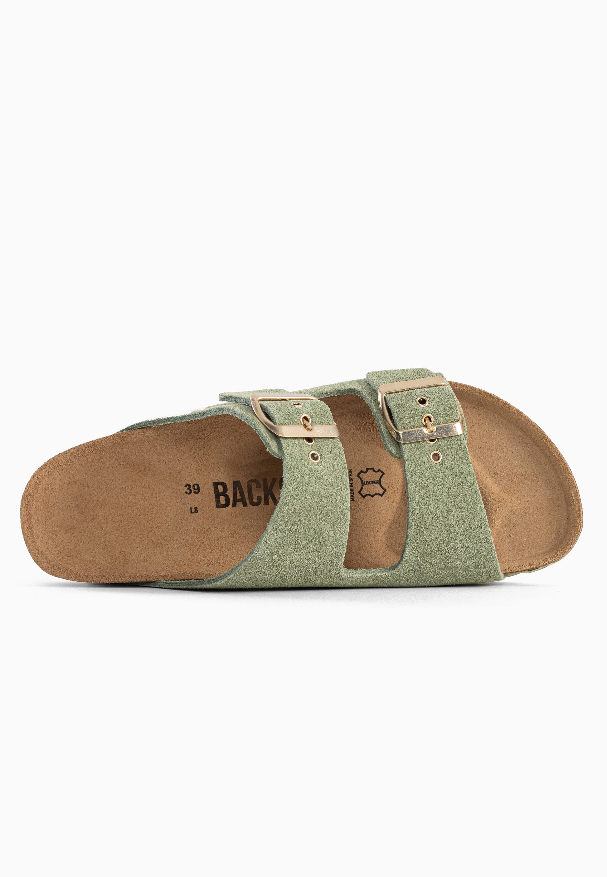 Vada Sandalen aus 100 % Leder mit 2 Riemen in Grün