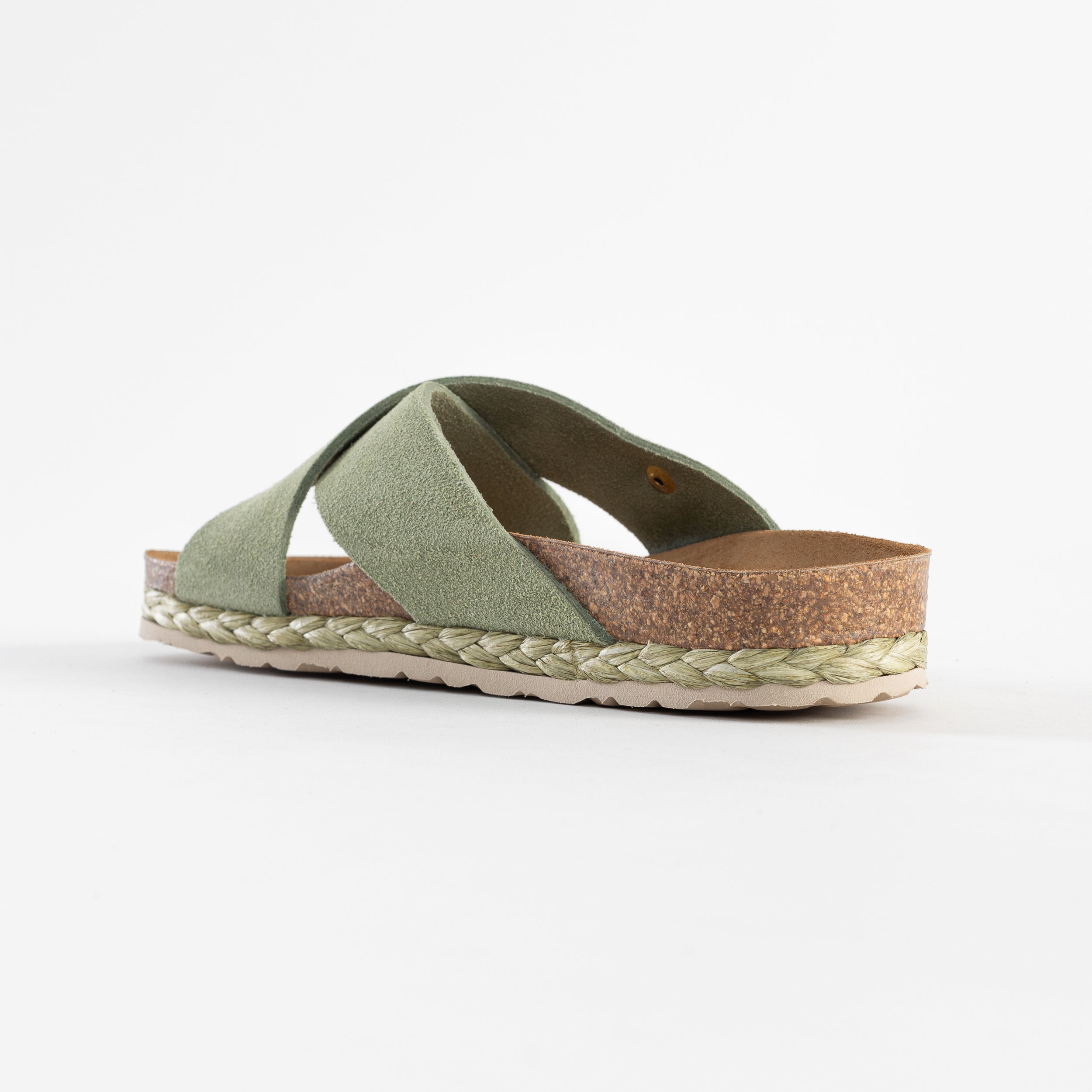 Sandales Lauren 2 Brides Kaki 100 % Cuir