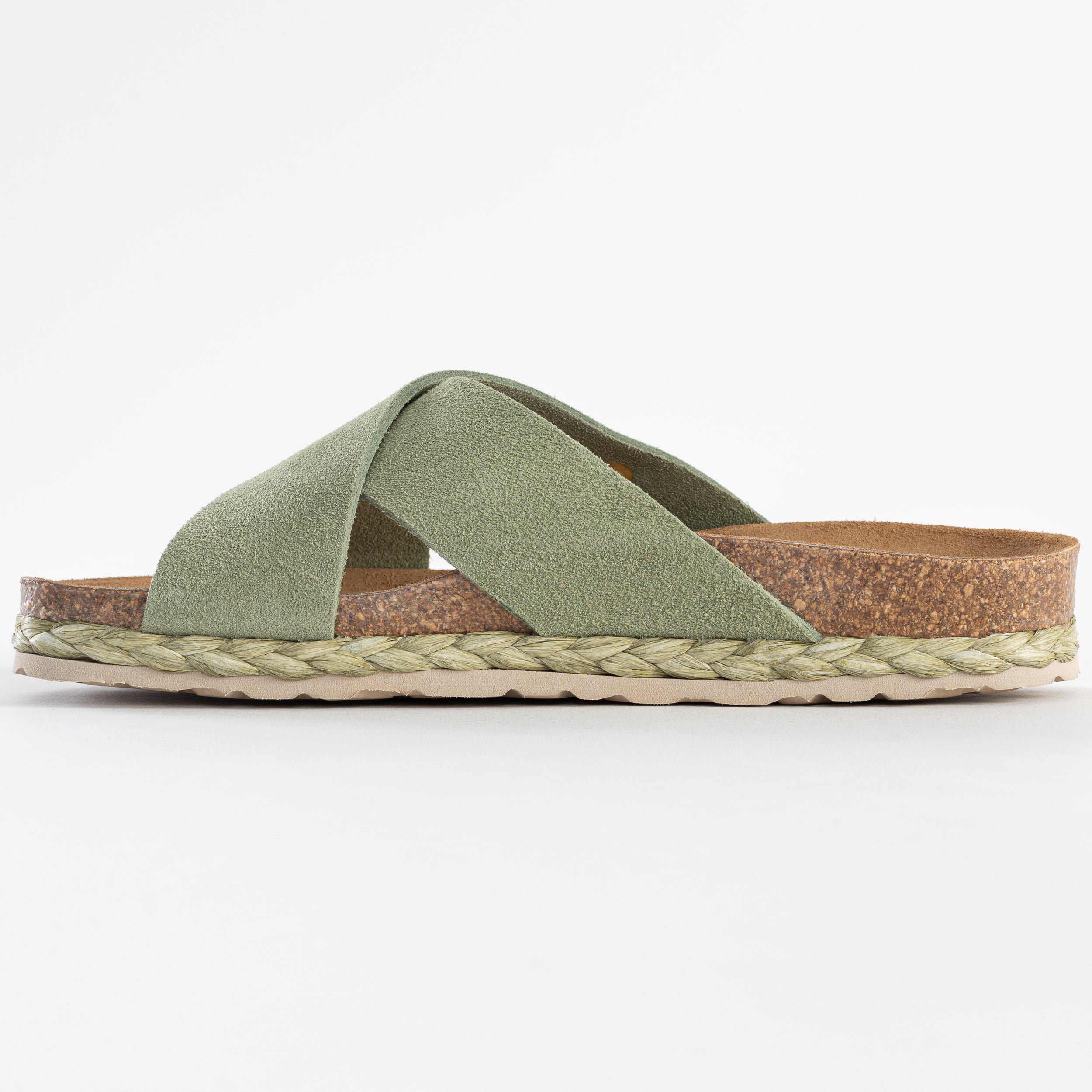 Sandales Lauren 2 Brides Kaki 100 % Cuir