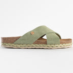 Sandales Lauren 2 Brides Kaki 100 % Cuir