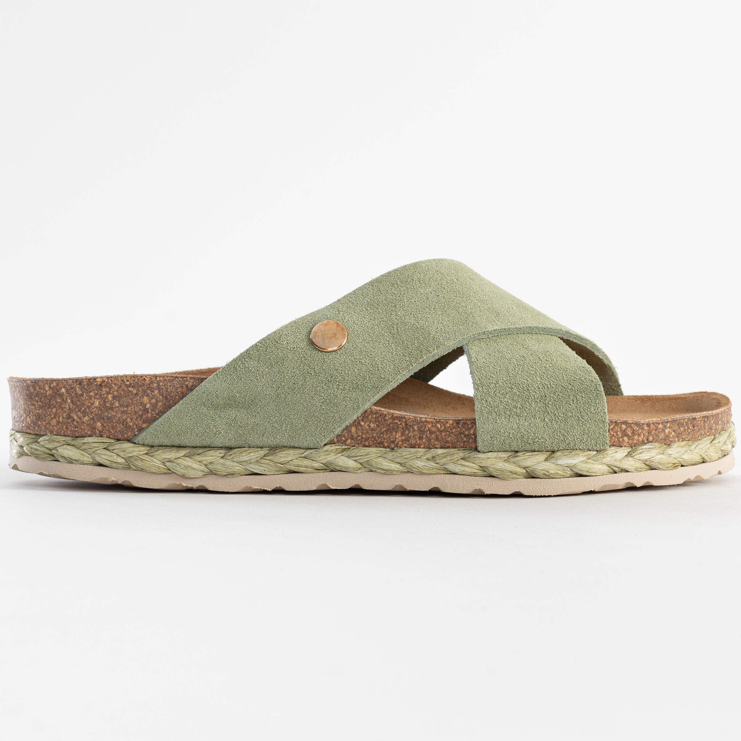 Sandales Lauren 2 Brides Kaki 100 % Cuir