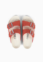 Bali Sandalen mit 2 Riemen in Korallenrot