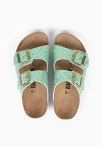 Bali 2-Strap Sandals in Light Green and Gold
