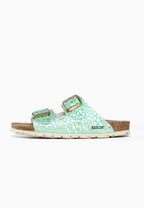 Bali 2-Strap Sandals in Light Green and Gold