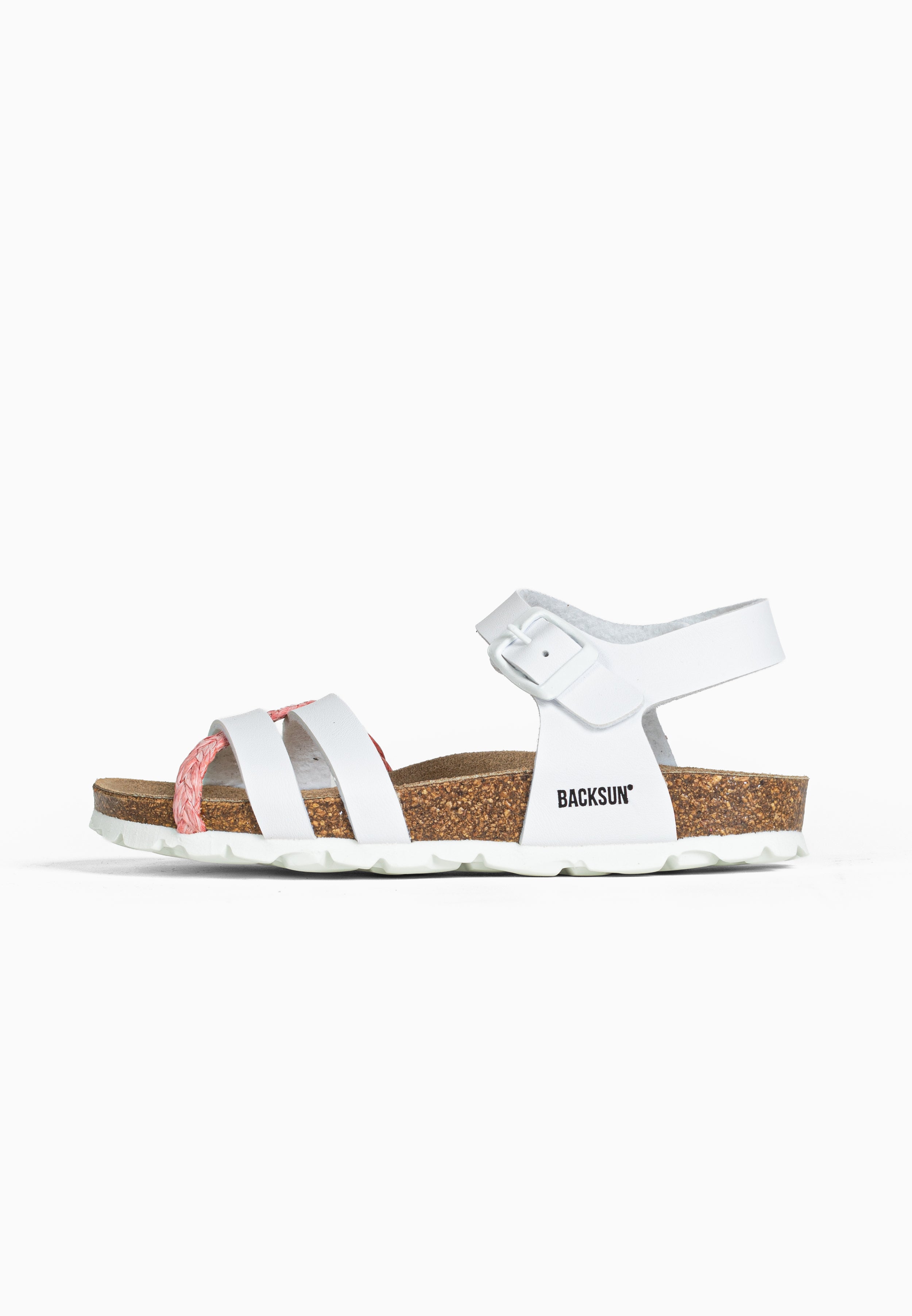 Sandales Multi-Brides Viala Rose Fluo et Blanc