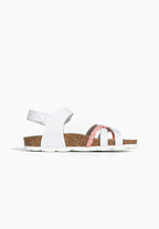 Sandales Multi-Brides Viala Rose Fluo et Blanc
