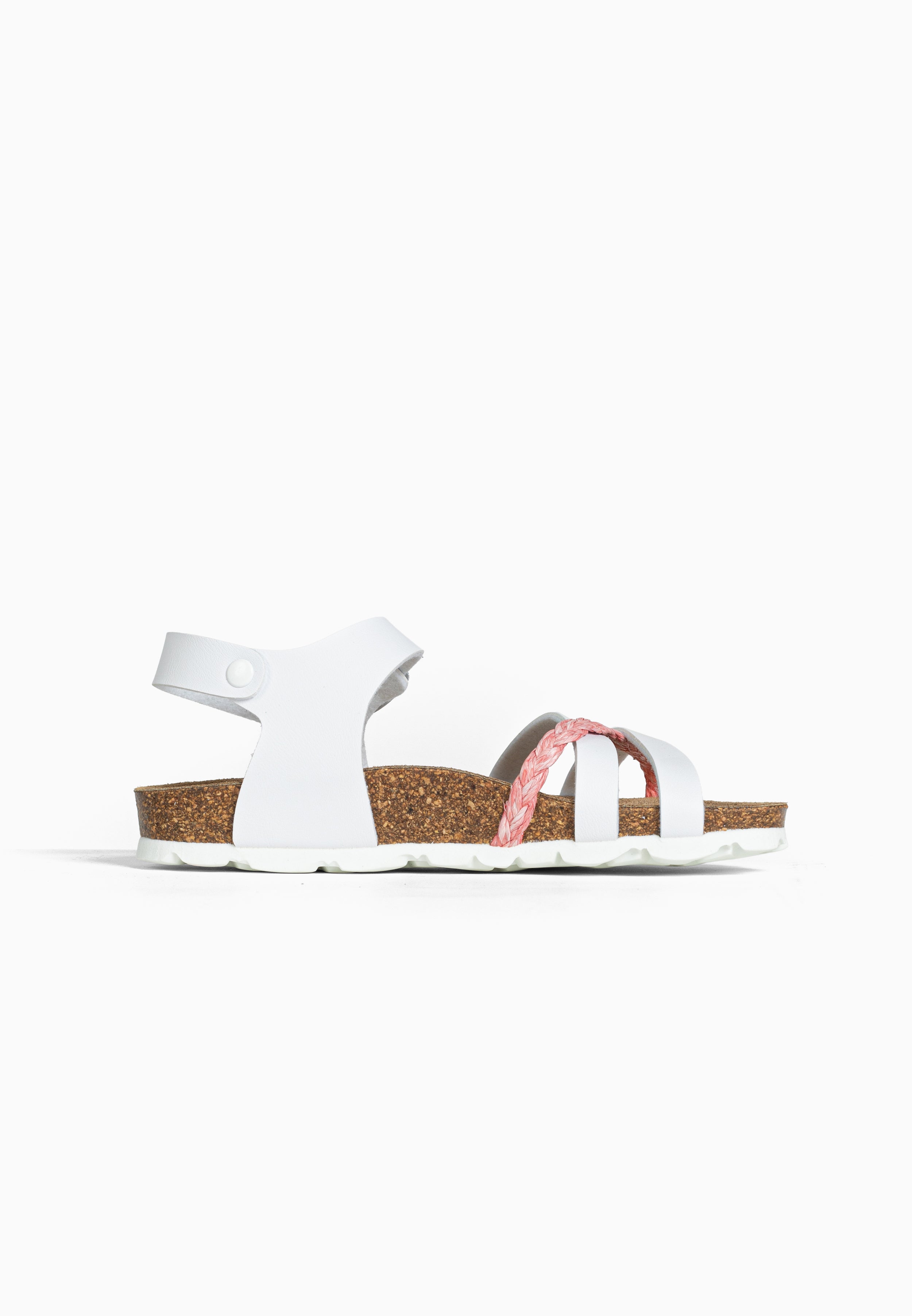 Sandales Multi-Brides Viala Rose Fluo et Blanc