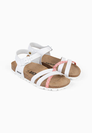 Sandales Multi-Brides Viala Rose Fluo et Blanc